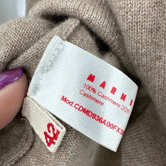 Marni 100% Cashmere Tan Open Front Cardigan Sweater Size 42/ US 10 - Picture 7 of 8